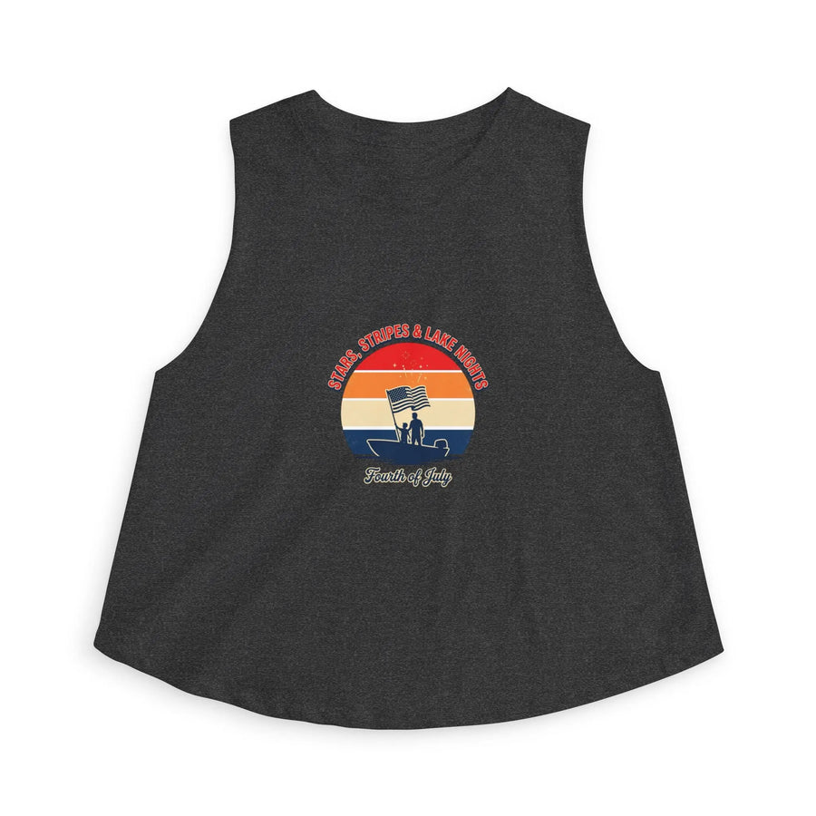 Fourth of July Retro Flag Crop Top — Faith, Freedom & Family Tank Printify