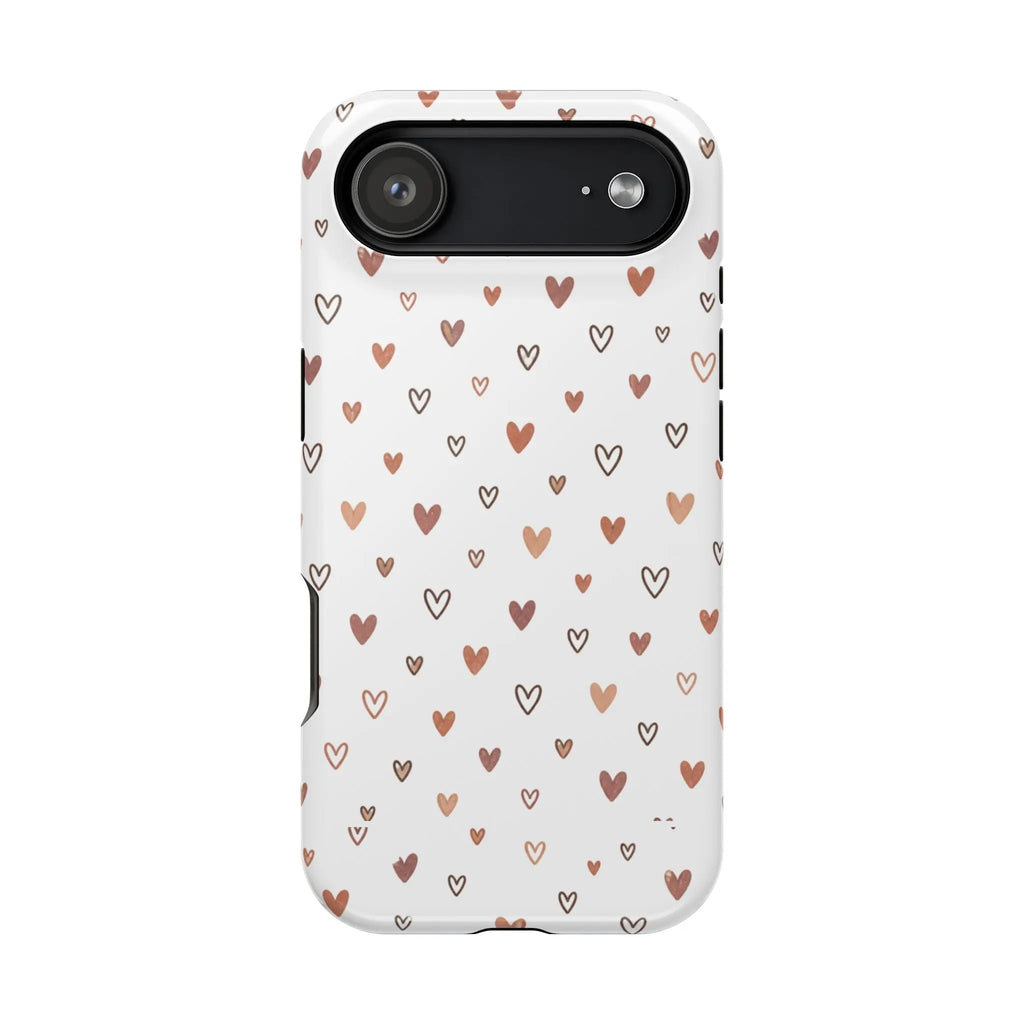 Heart Doodle Shockproof Phone Case — Cute Neutral Tiny Hearts Design Printify
