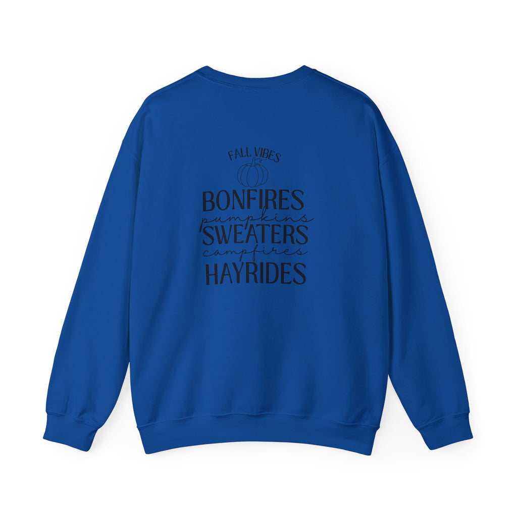 Fall Vibes Crewneck Sweatshirt — 'Happy Pumpkin' Spice Season Bonfires, Sweaters & Hayrides