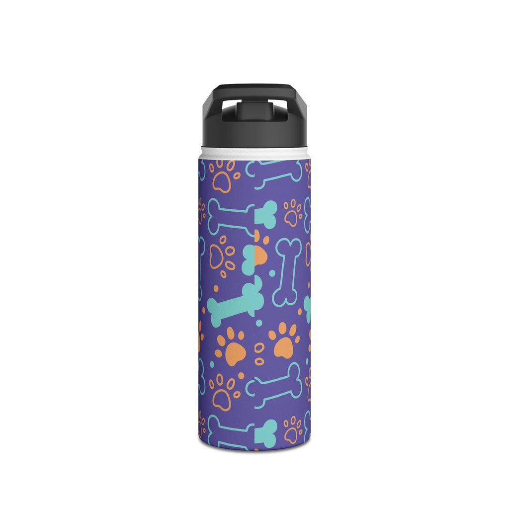 Dog Bone and Paw Print Stainless Steel Water Bottle — Cute Insulated Bottle for Pet Lovers Printify