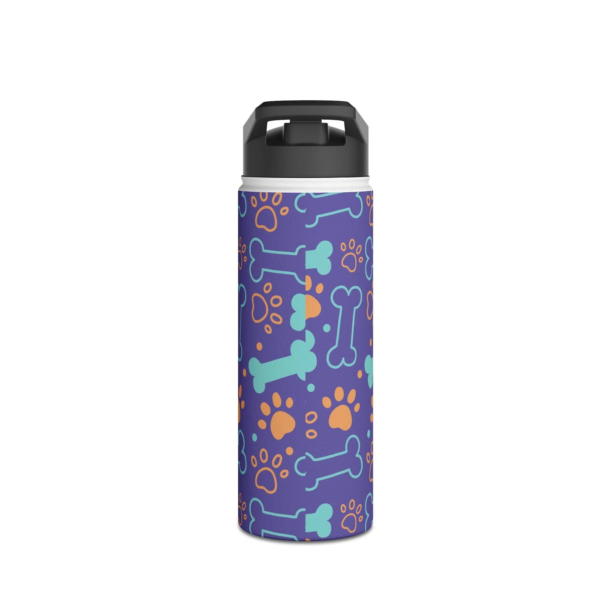 Dog Bone and Paw Print Stainless Steel Water Bottle — Cute Insulated Bottle for Pet Lovers Printify