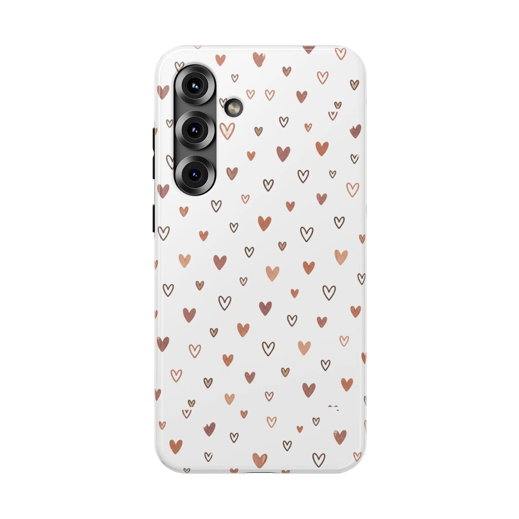 Heart Doodle Shockproof Phone Case — Cute Neutral Tiny Hearts Design Printify
