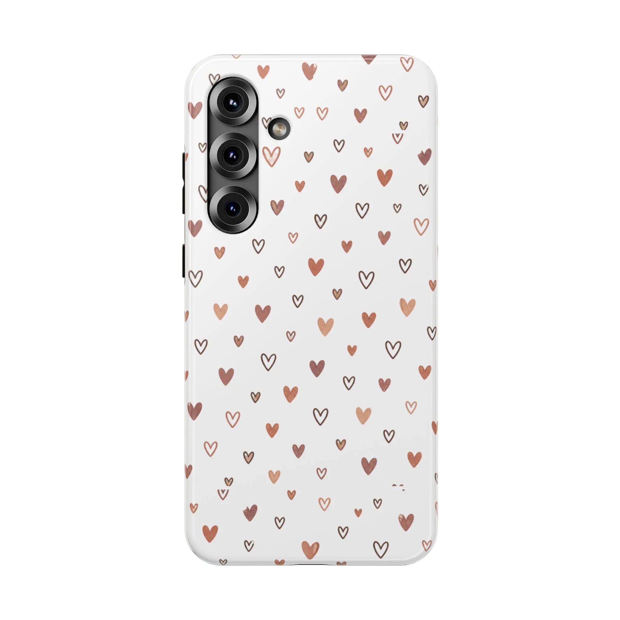 Heart Doodle Shockproof Phone Case — Cute Neutral Tiny Hearts Design Printify