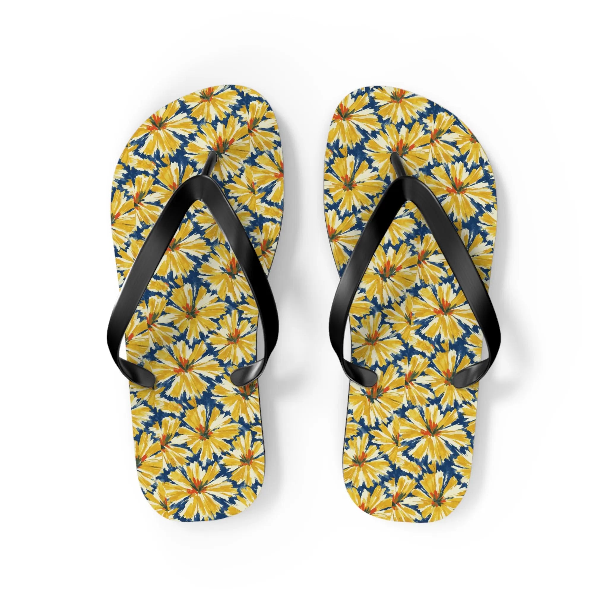 Yellow Daisy Flip Flops – Floral Beach Sandals Printify