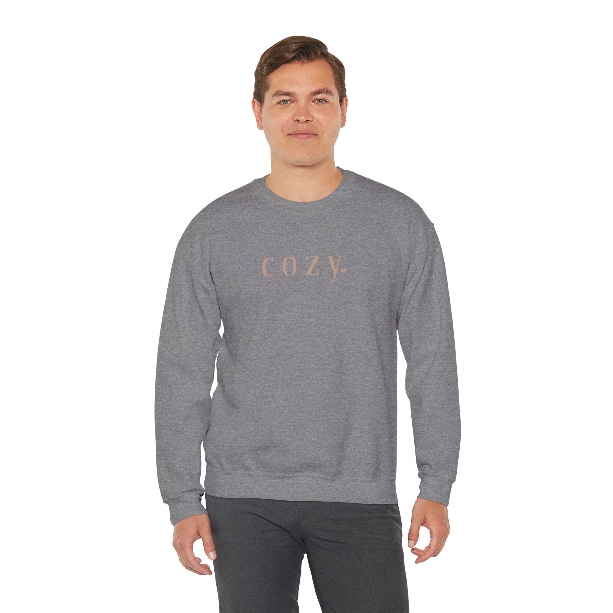 Cozy Crewneck Sweatshirt — Minimal 'COZY.' Soft White Pullover