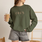 Cozy Crewneck Sweatshirt — Minimal 'COZY.' Soft White Pullover