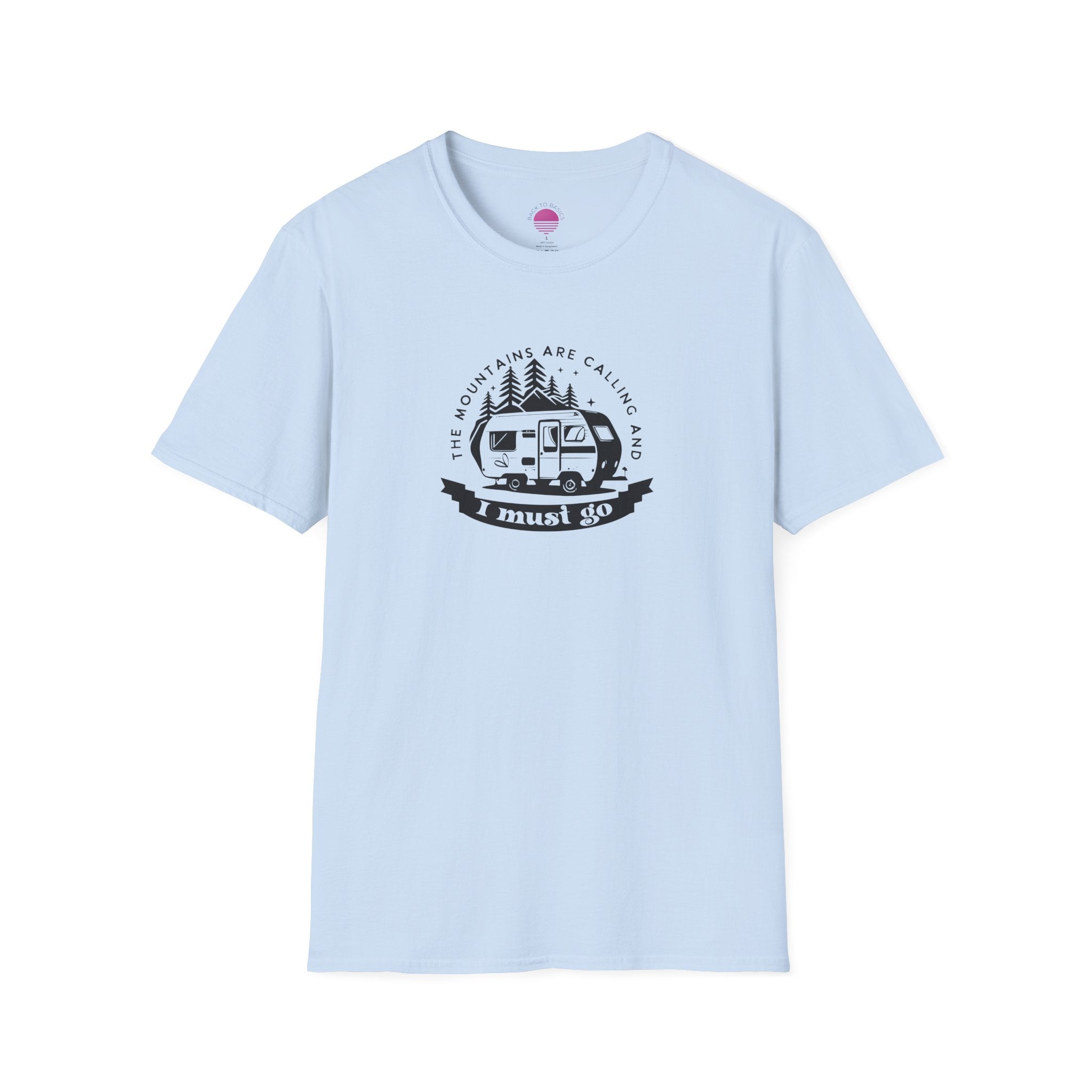 Campervan T-Shirt — "The Mountains Are Calling and I Must Go" Adventure Tee Printify