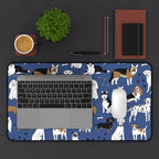 Dog Pattern Desk Mat — Blue Cute Puppy Desk Pad for Pet Lovers Printify