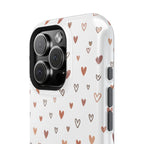 Heart Doodle Shockproof Phone Case — Cute Neutral Tiny Hearts Design Printify