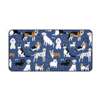 Dog Pattern Desk Mat — Blue Cute Puppy Desk Pad for Pet Lovers Printify