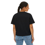 Cute Cosmic Cat Boxy Tee — Women's Graphic T-Shirt Printify