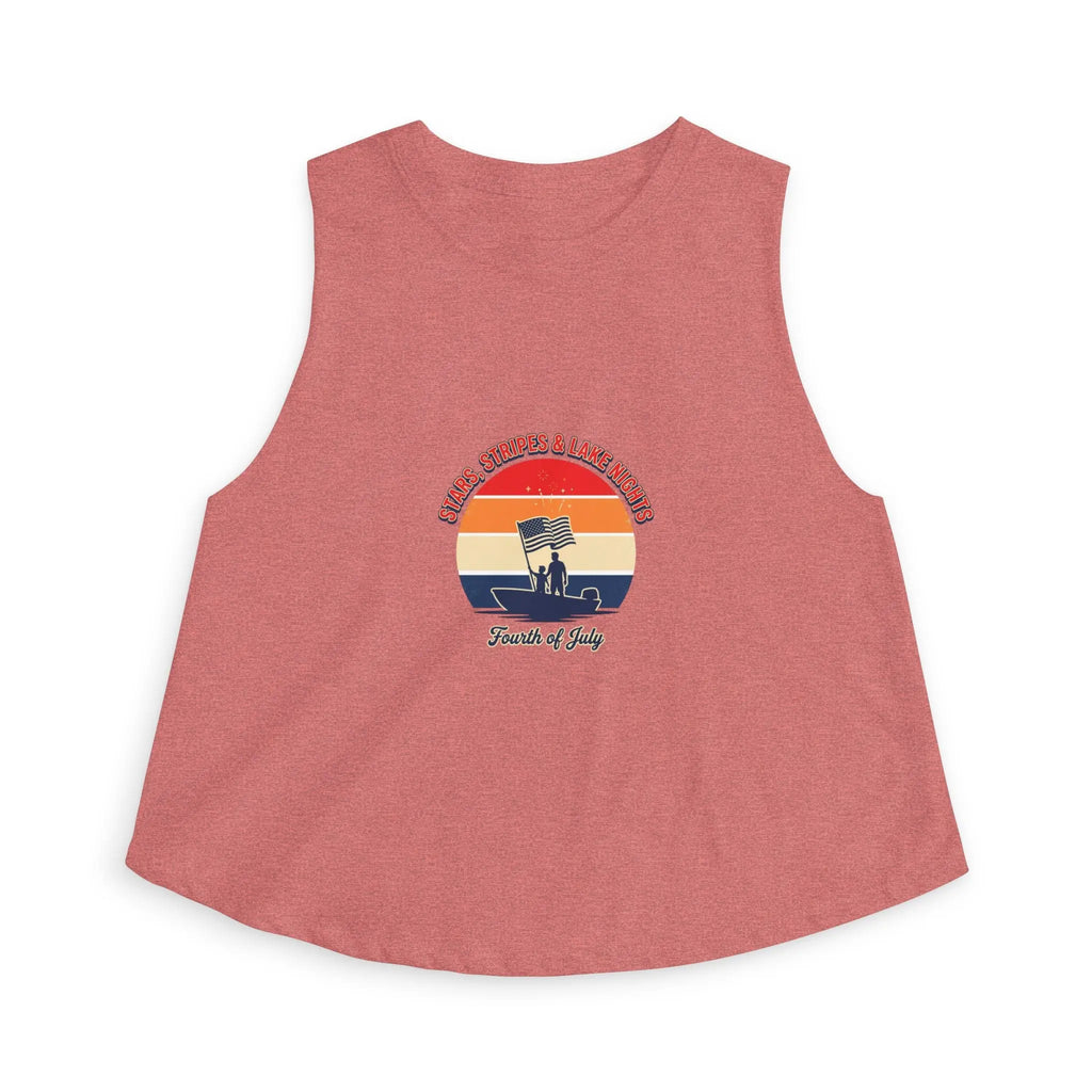 Fourth of July Retro Flag Crop Top — Faith, Freedom & Family Tank Printify