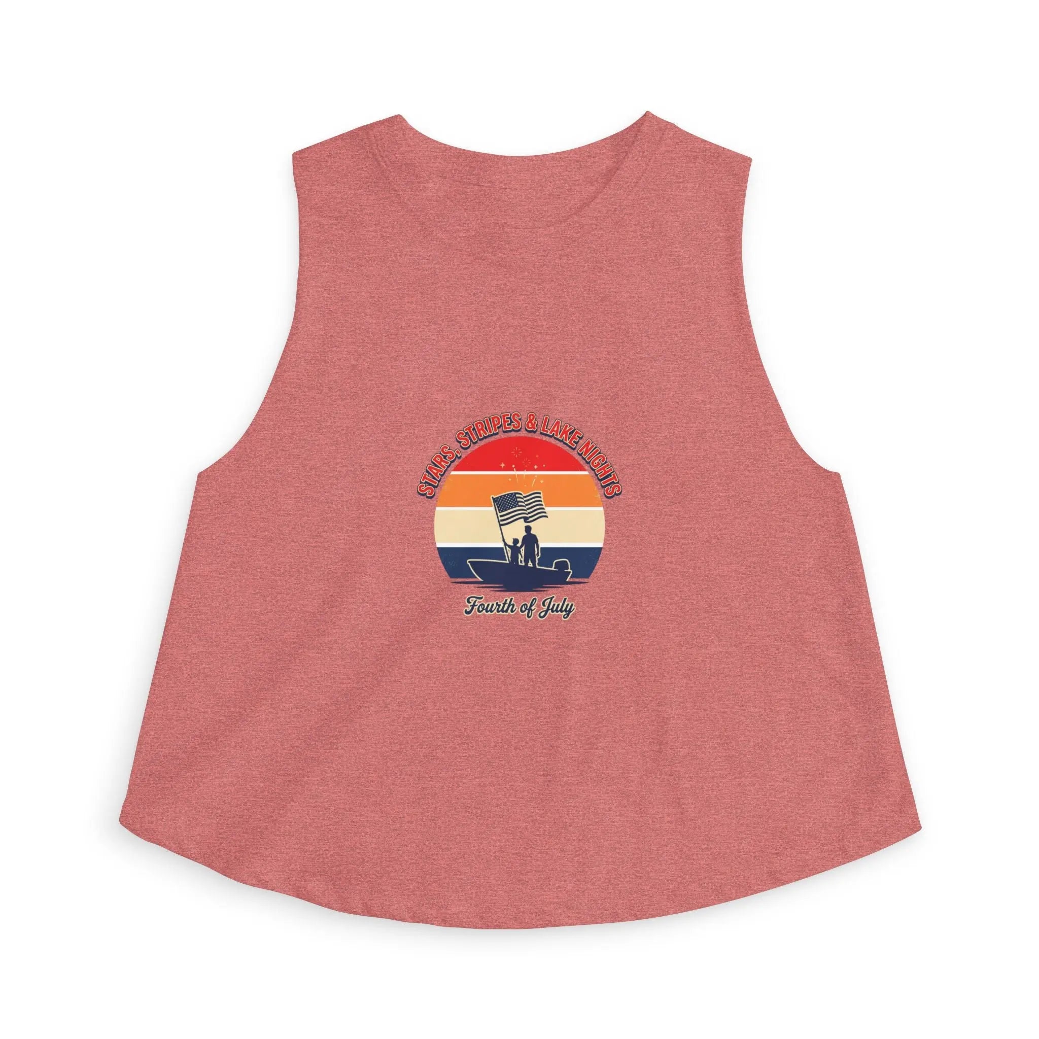 Fourth of July Retro Flag Crop Top — Faith, Freedom & Family Tank Printify