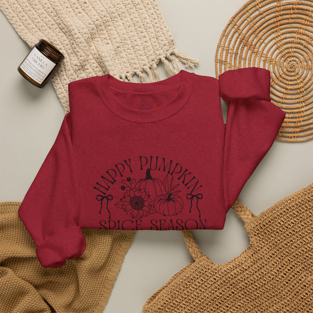Fall Vibes Crewneck Sweatshirt — 'Happy Pumpkin' Spice Season Bonfires, Sweaters & Hayrides