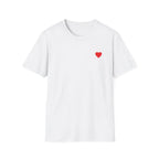 Minimal Red Heart Tee — Small Heart Chest Graphic T-Shirt Printify