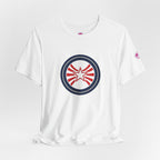 Patriotic Starburst Tee — Red, White & Blue Round Emblem T-Shirt