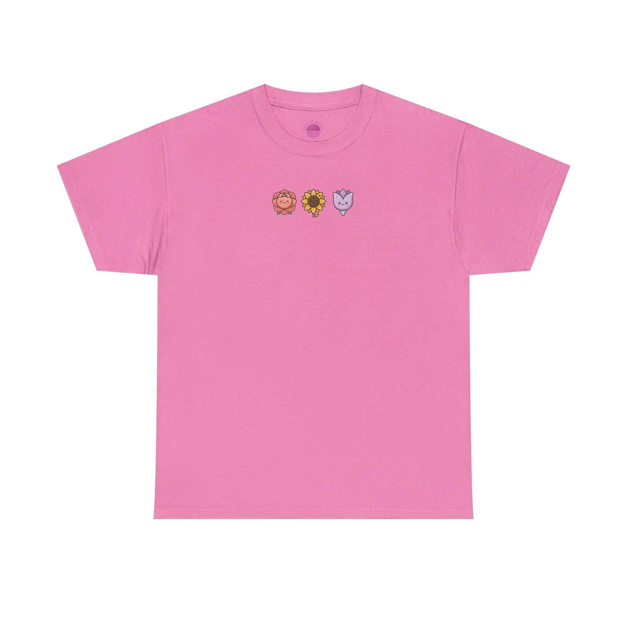 Flower Trio Tee — Cute Mini Floral Lion, Sunflower & Heart Plant Graphic T-Shirt Printify