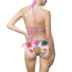 Tropical Floral Bikini Swimsuit — Women's Tie-Side Triangle Swimwear Printify