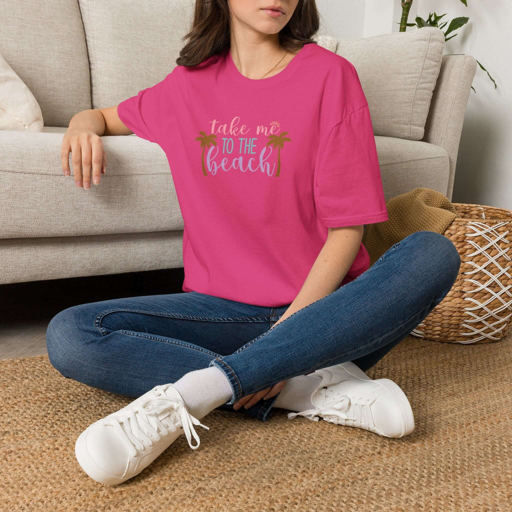 Take Me to the Beach Pastel Palm T-Shirt Printify Back To Basics