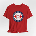 Patriotic Starburst Tee — Red, White & Blue Round Emblem T-Shirt Printify