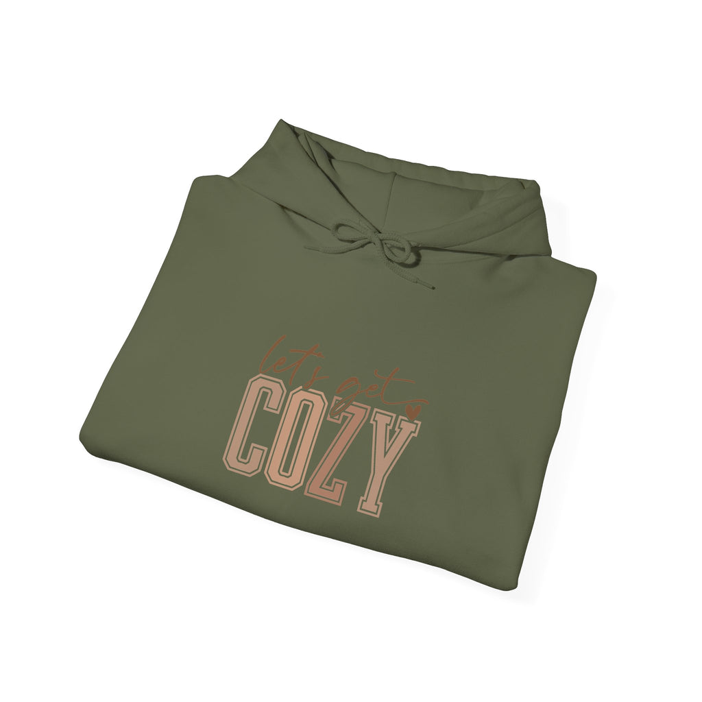 Let’s Get Cozy Hoodie with “Tis the Season to Be Cozy” on the back Soft Holiday Pullover