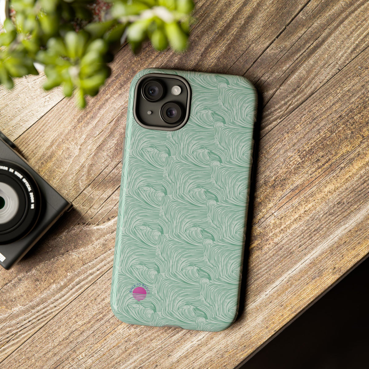 All over print Green pastel whirls iphone case