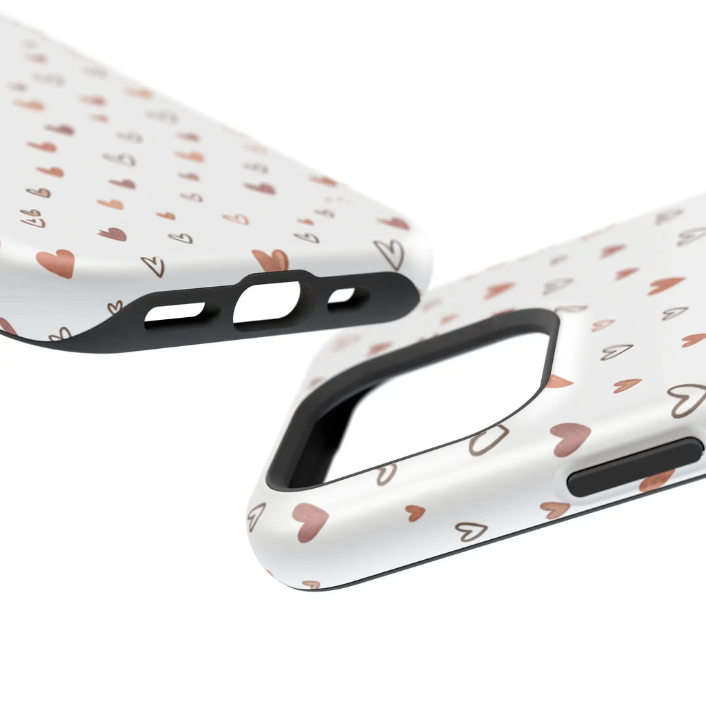 Heart Doodle Shockproof Phone Case — Cute Neutral Tiny Hearts Design Printify