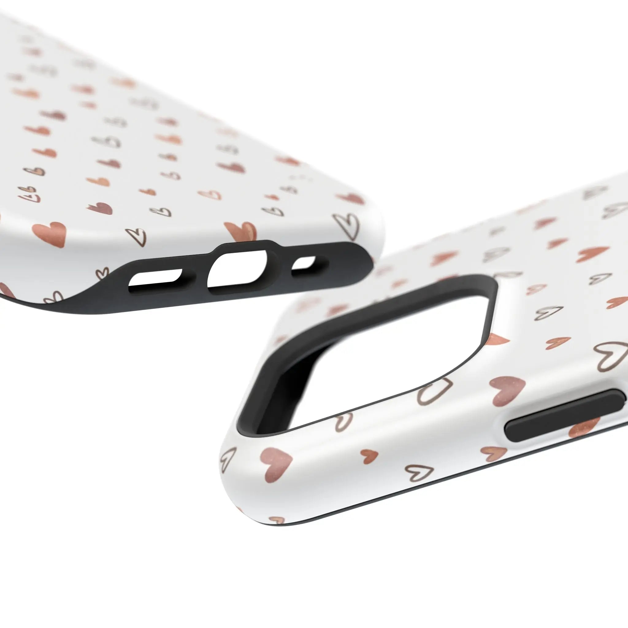 Heart Doodle Shockproof Phone Case — Cute Neutral Tiny Hearts Design Printify
