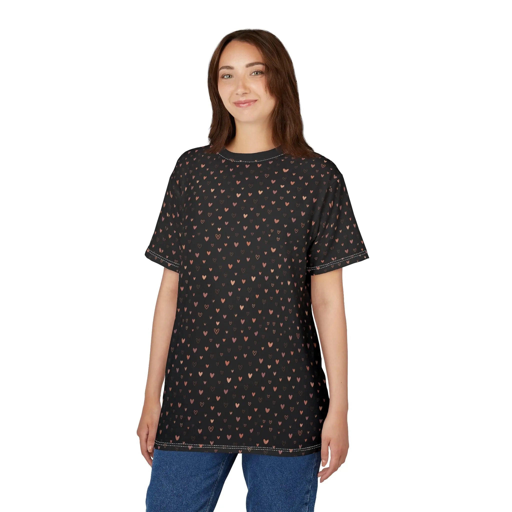 Heart Pattern Tee — Casual All-Over Print Heart Pattern Shirt Printify