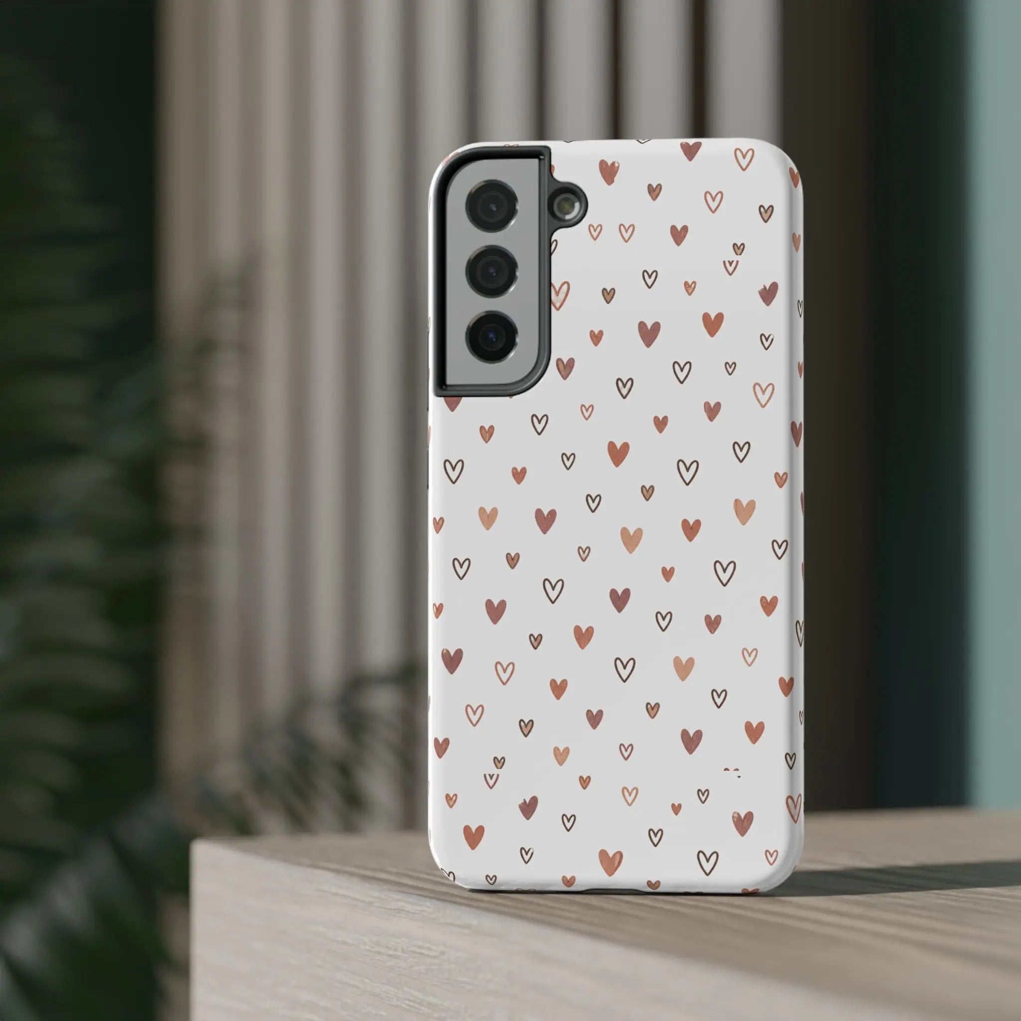 Heart Doodle Shockproof Phone Case — Cute Neutral Tiny Hearts Design Printify