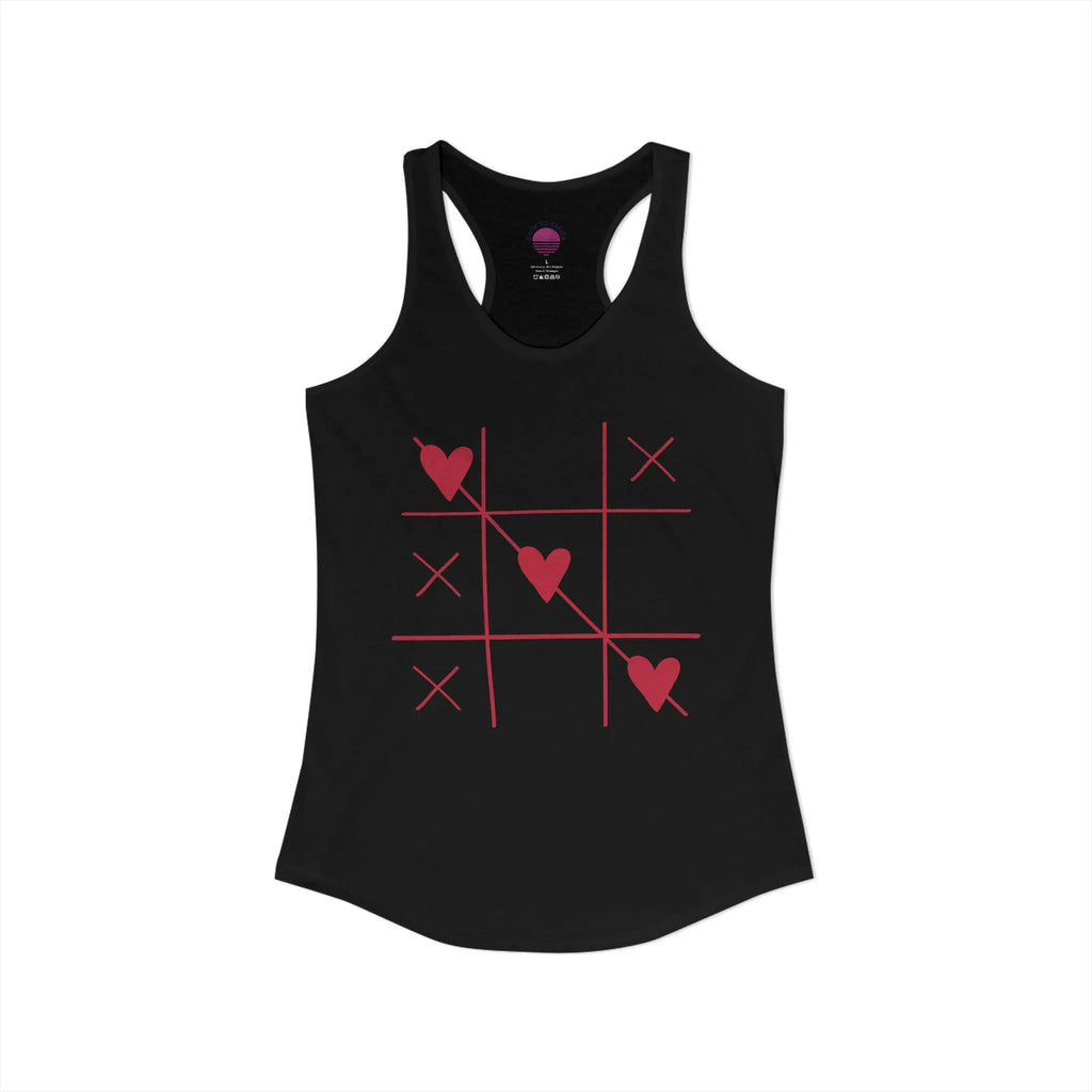 Heart Tic Tac Toe Women’s Racerback Tank — Cute Valentine’s Game Tee Printify