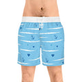 Nautical Anchor Blue Swim Shorts — Men's Mid-Length Swim Trunks