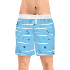 Nautical Anchor Blue Swim Shorts — Men's Mid-Length Swim Trunks