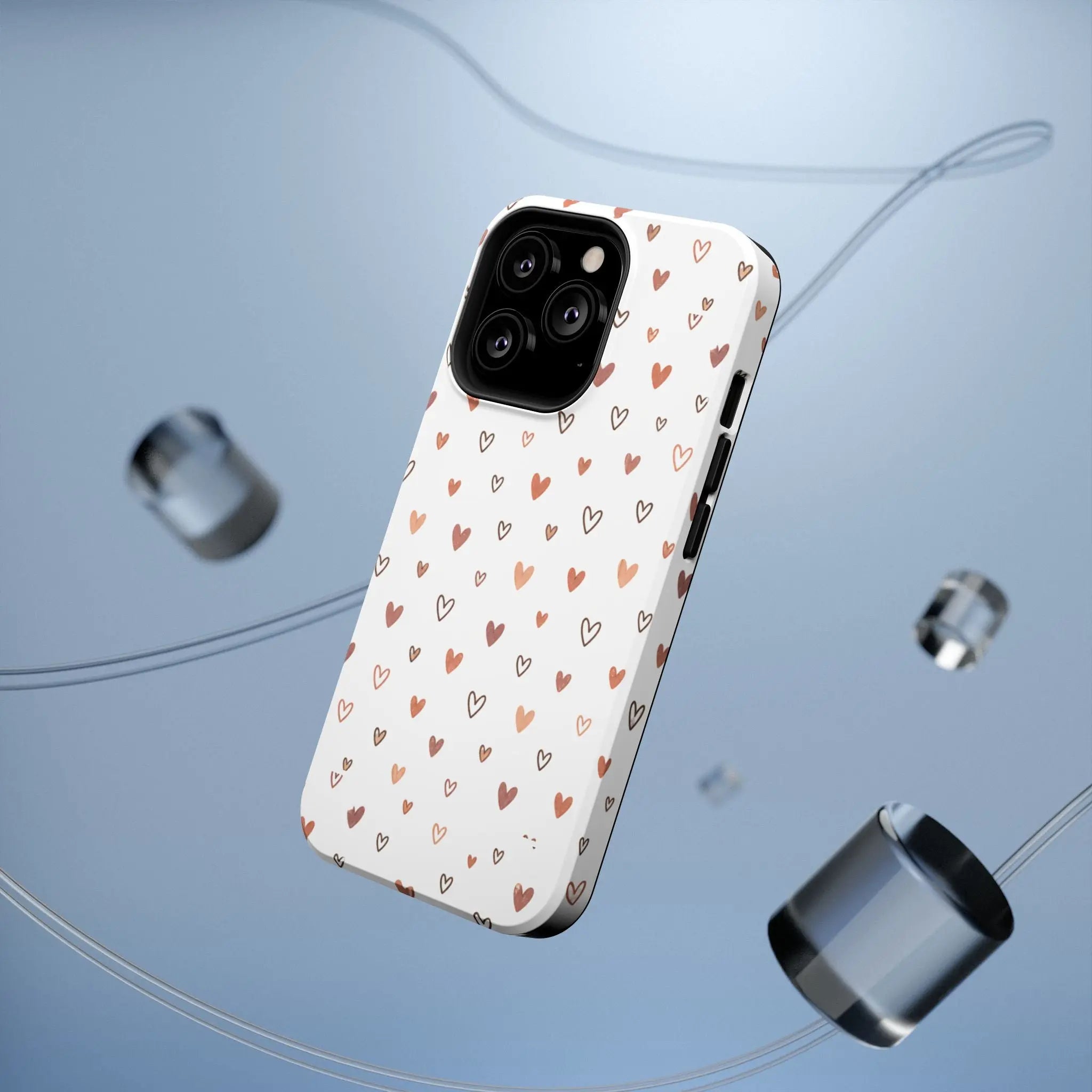 Heart Doodle Shockproof Phone Case — Cute Neutral Tiny Hearts Design Printify