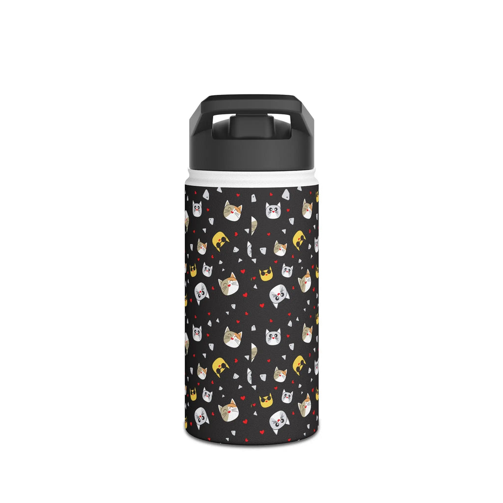 Kawaii Cat Faces Stainless Steel Water Bottle Printify