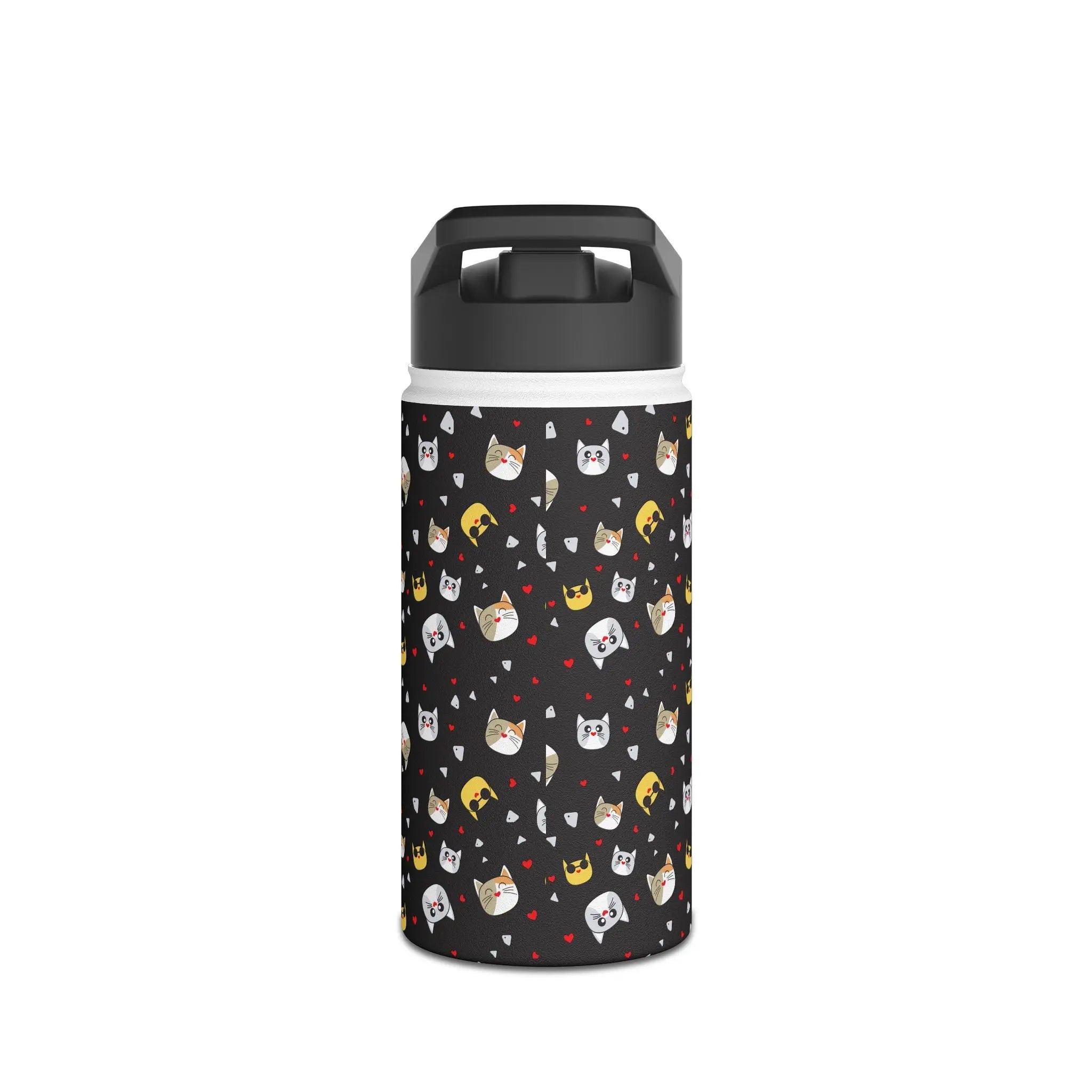 Kawaii Cat Faces Stainless Steel Water Bottle Printify