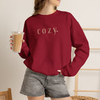 Cozy Crewneck Sweatshirt — Minimal 'COZY.' Soft White Pullover