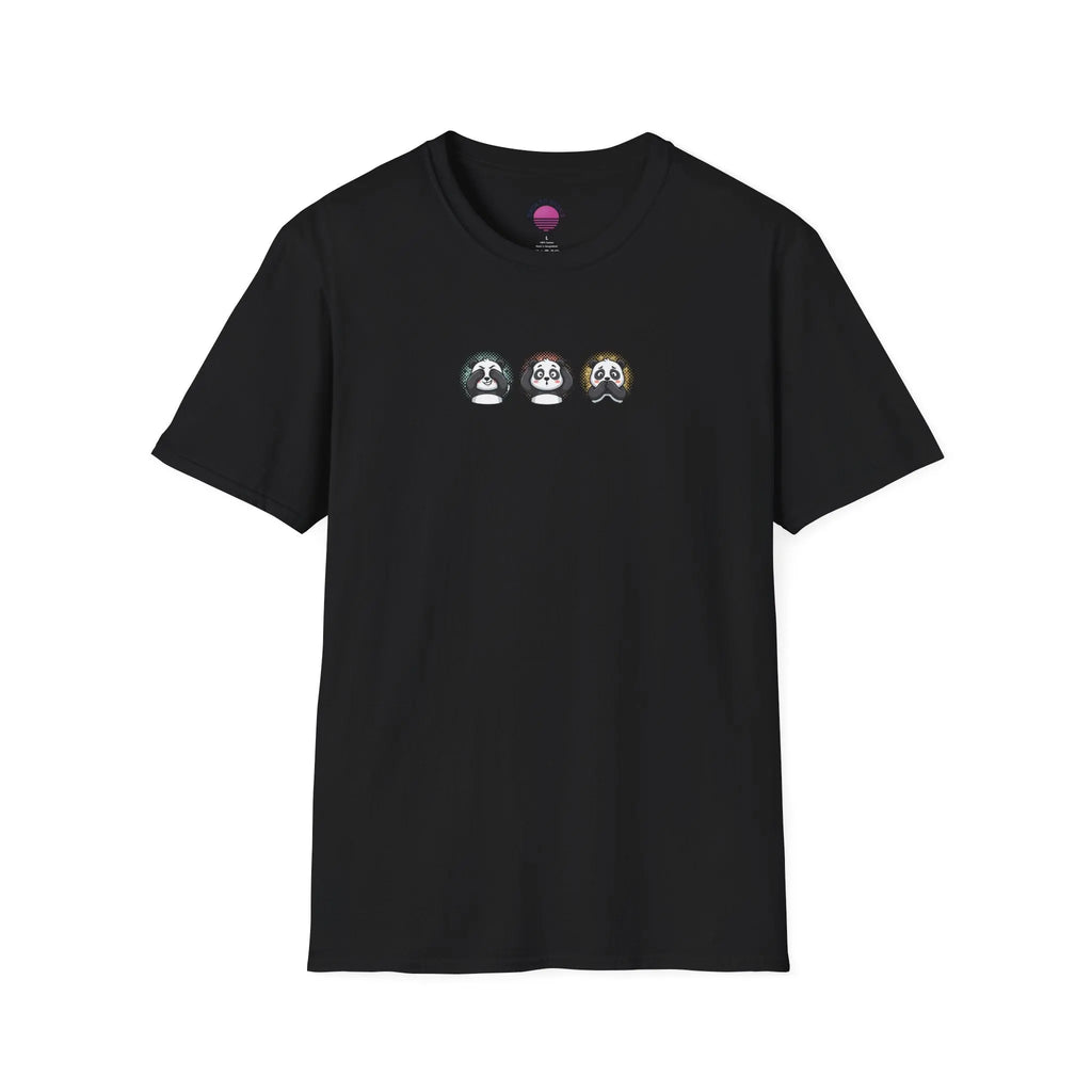 Panda Trio Graphic T-Shirt — Cute Cartoon Panda Faces Tee Printify