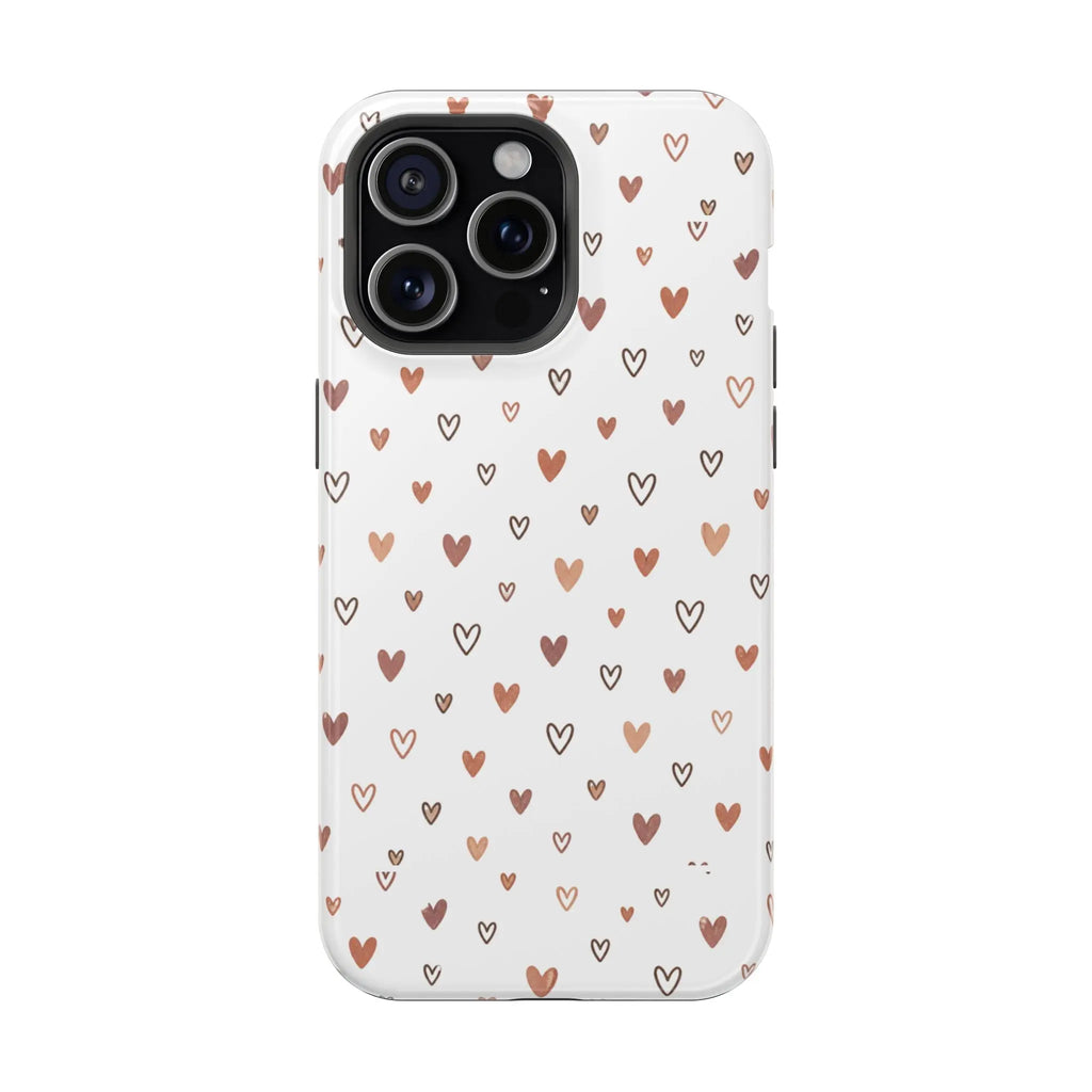 Heart Doodle Shockproof Phone Case — Cute Neutral Tiny Hearts Design Printify