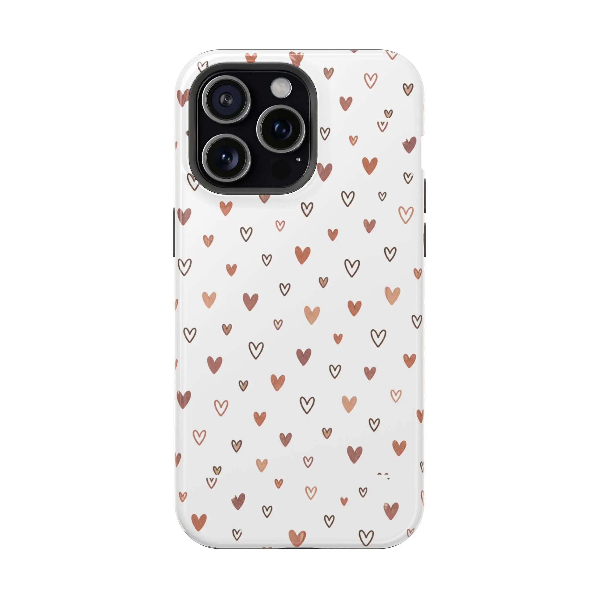 Heart Doodle Shockproof Phone Case — Cute Neutral Tiny Hearts Design Printify