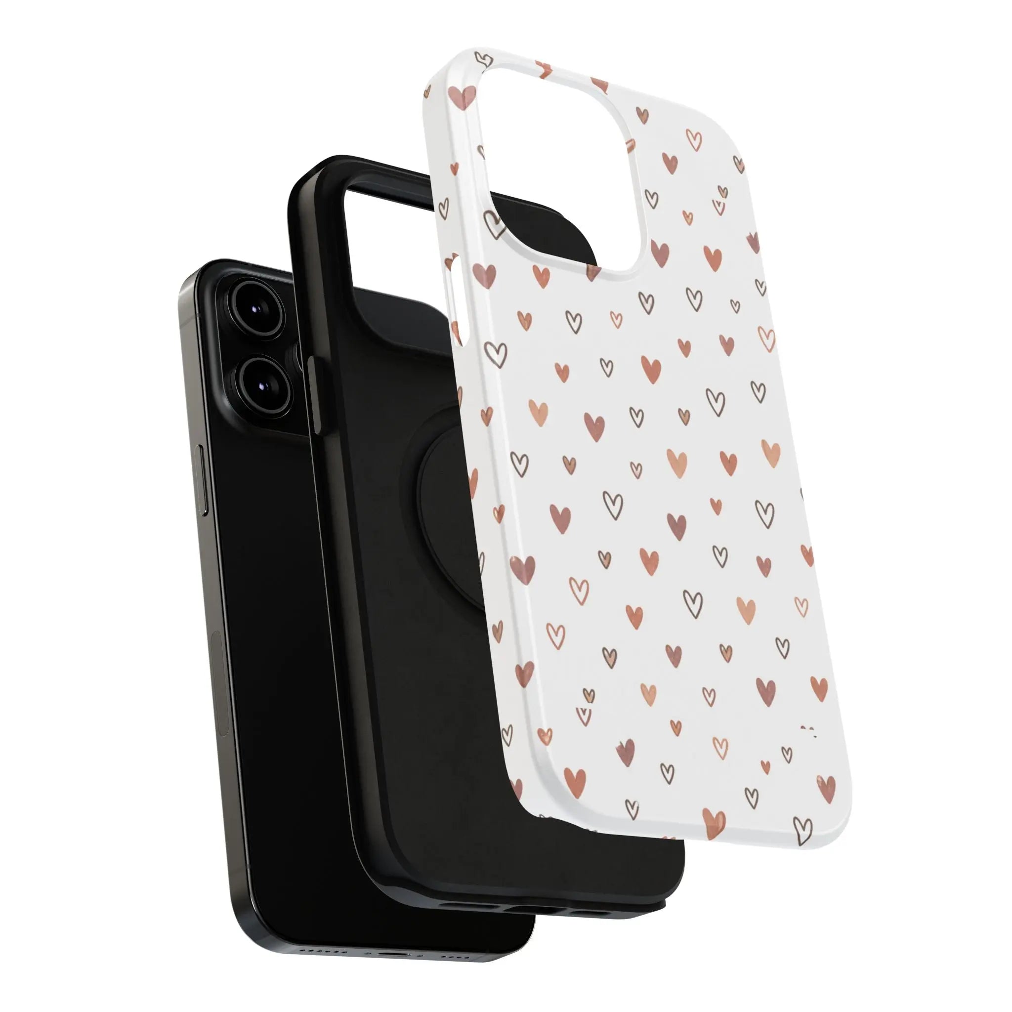 Heart Doodle Shockproof Phone Case — Cute Neutral Tiny Hearts Design Printify