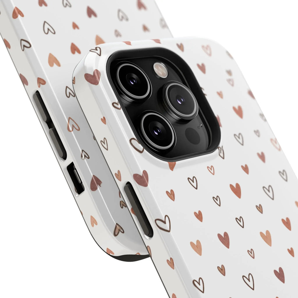 Heart Doodle Shockproof Phone Case — Cute Neutral Tiny Hearts Design Printify
