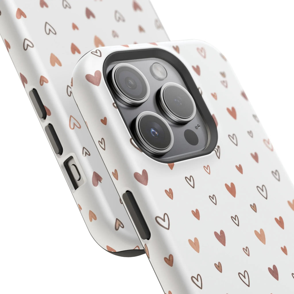 Heart Doodle Shockproof Phone Case — Cute Neutral Tiny Hearts Design Printify