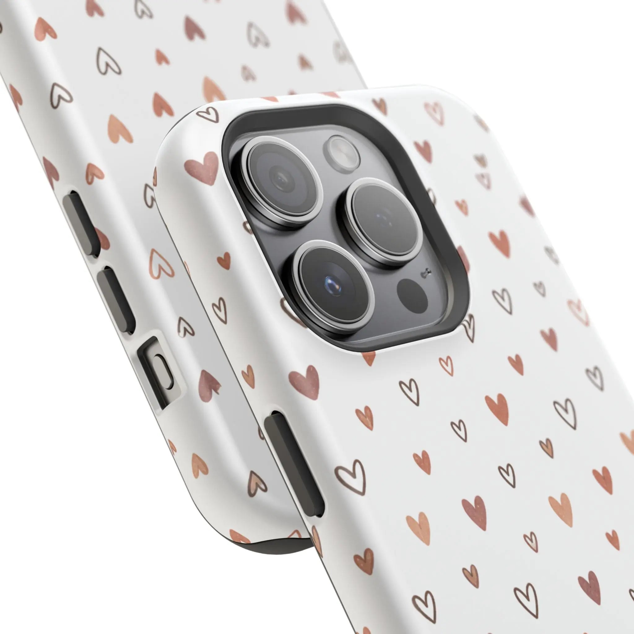 Heart Doodle Shockproof Phone Case — Cute Neutral Tiny Hearts Design Printify