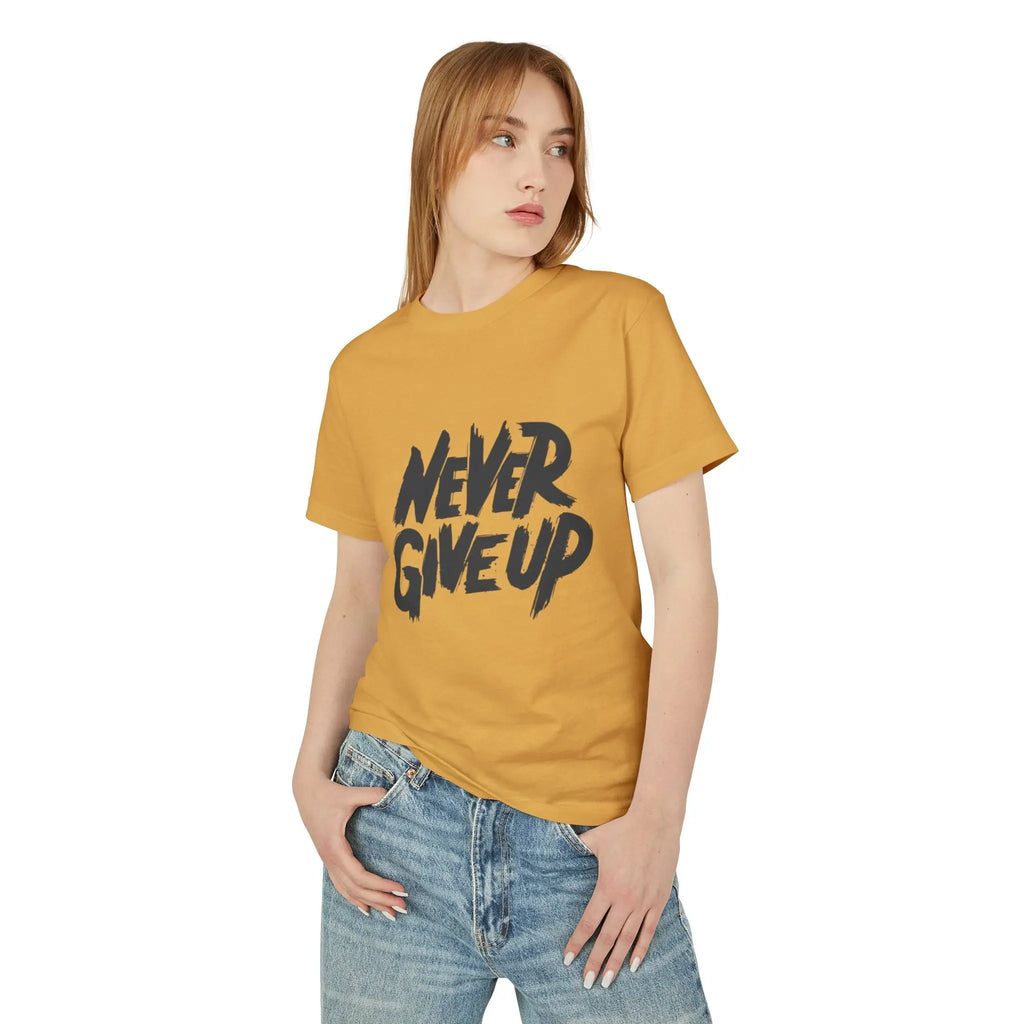 Motivational Unisex Heavyweight Tee - 'Never Give Up' Printify