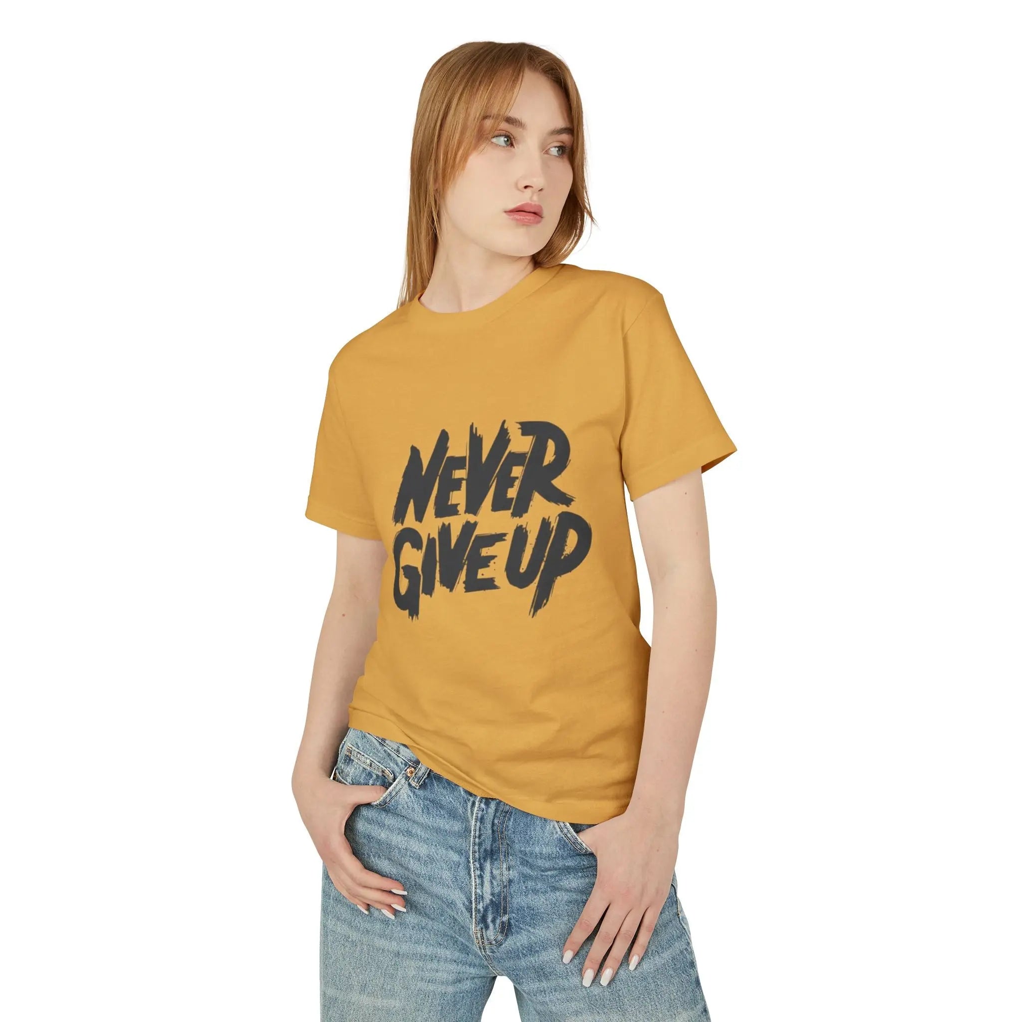 Motivational Unisex Heavyweight Tee - 'Never Give Up' Printify