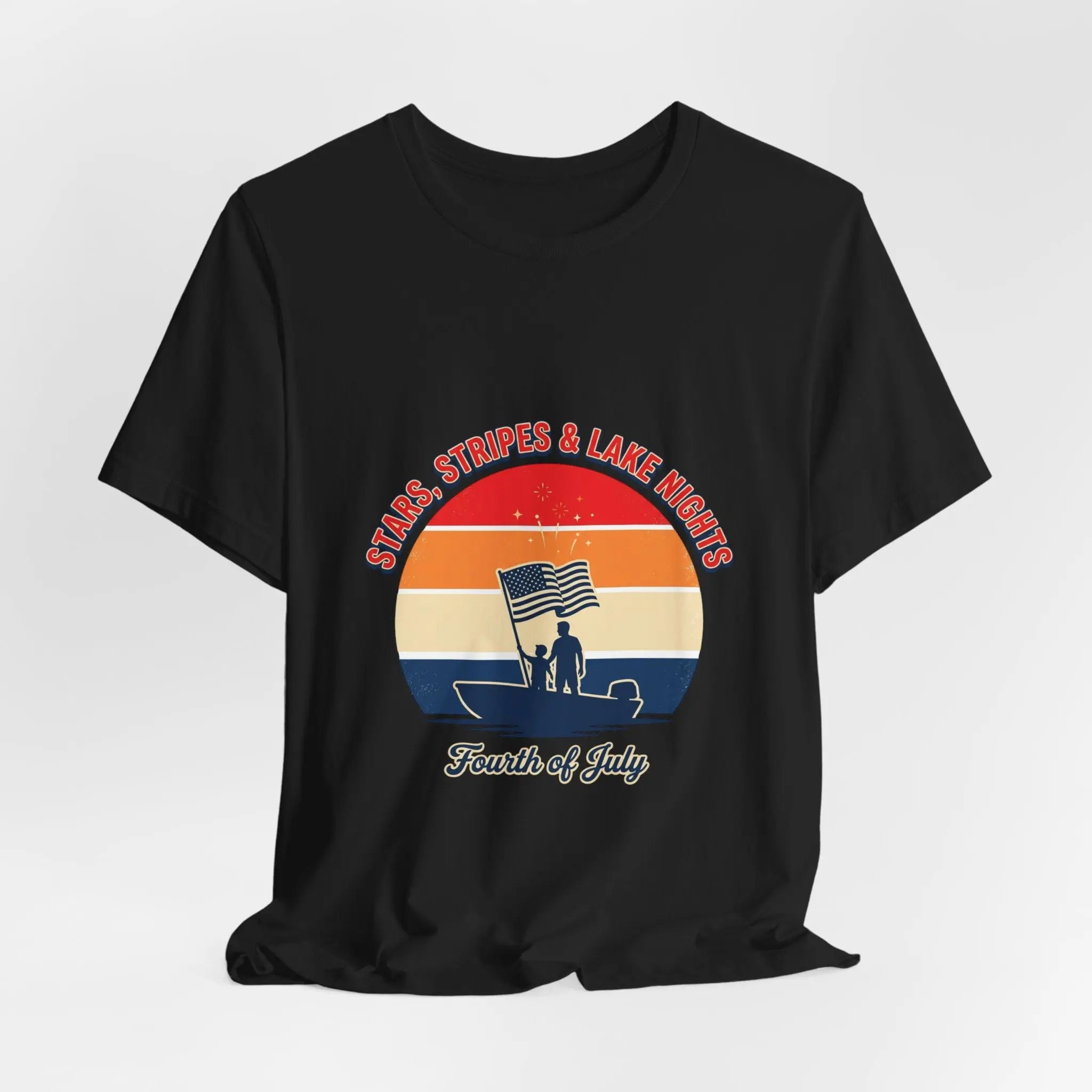Stars Stripes & Lake Vibes Tee | USA, red white blue Printify