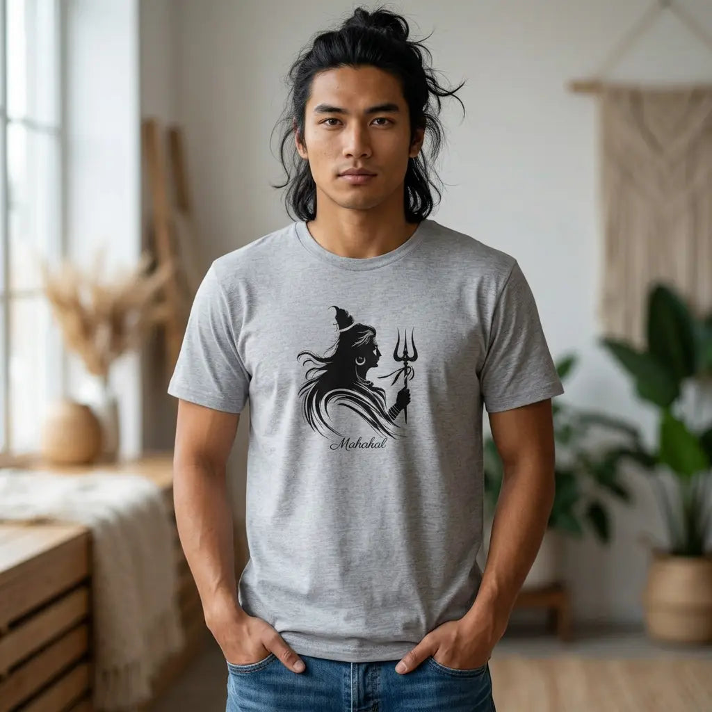 Shiva Trident Tee — Minimal Hindu God Mahadev T-Shirt Printify