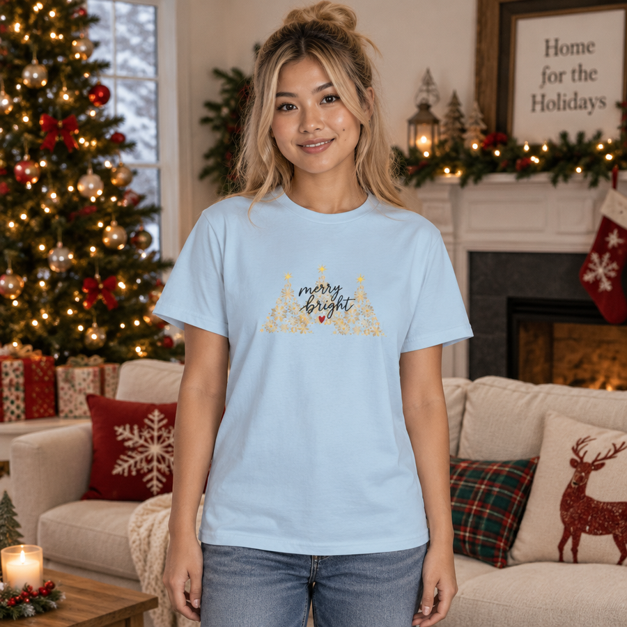 Merry & Bright Christmas Tree T-Shirt
