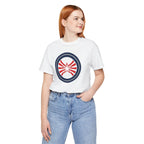 Patriotic Starburst Tee — Red, White & Blue Round Emblem T-Shirt Printify